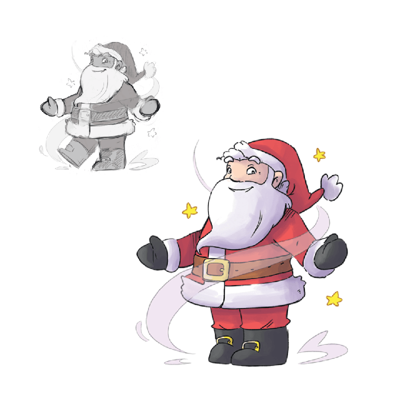 Père Noël illustration avant-après