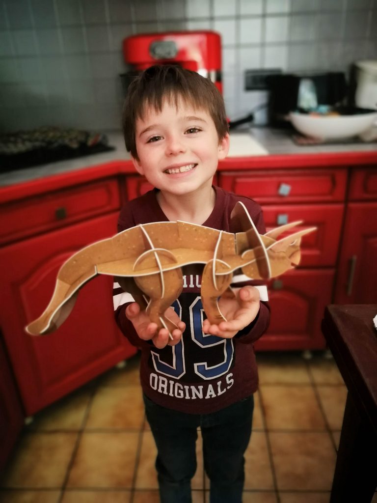 Enfant fabrication du Triceratops en 3D