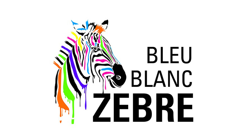 Logo mouvement bleu blanc zèbre